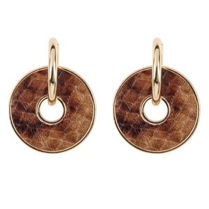 2/$15 - Brown Snakeskin Disk Hoop Earring